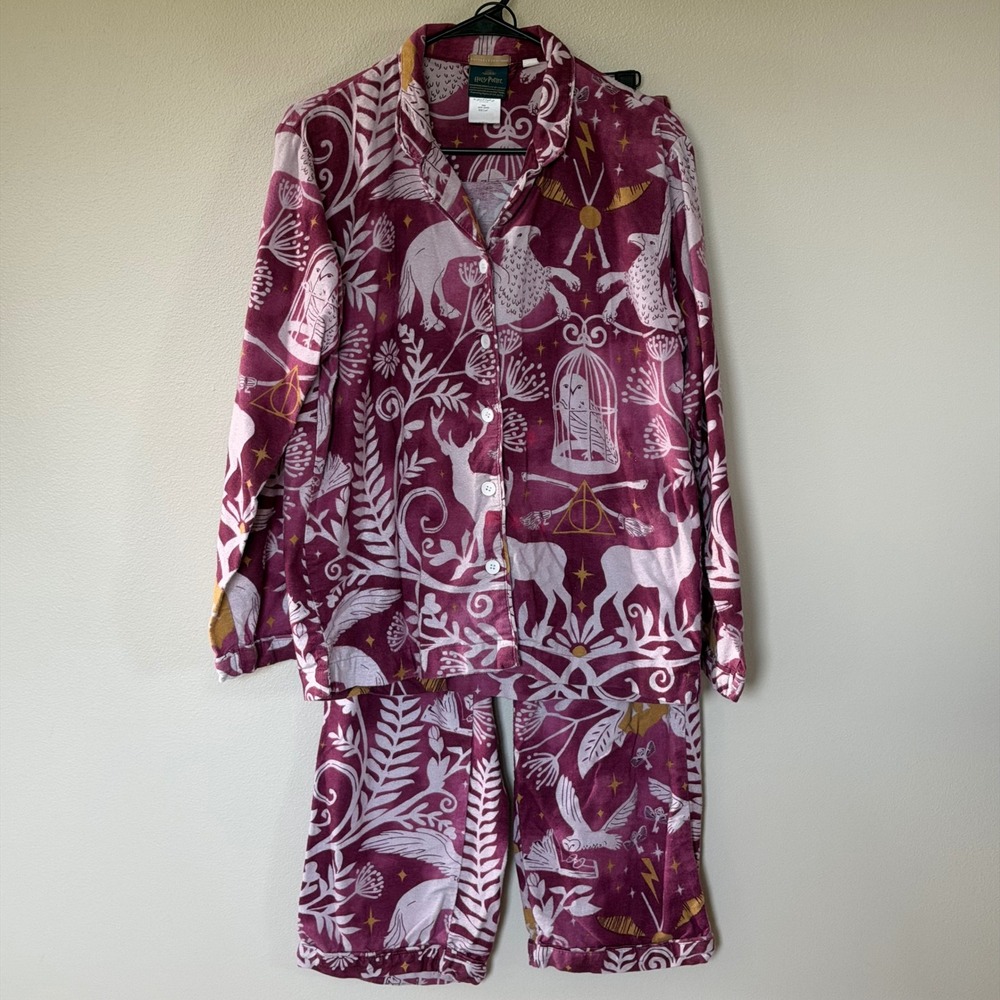 Pottery Barn Teen Harry Potter Patronus Deathly Hallows Pajama Set Large Maroon